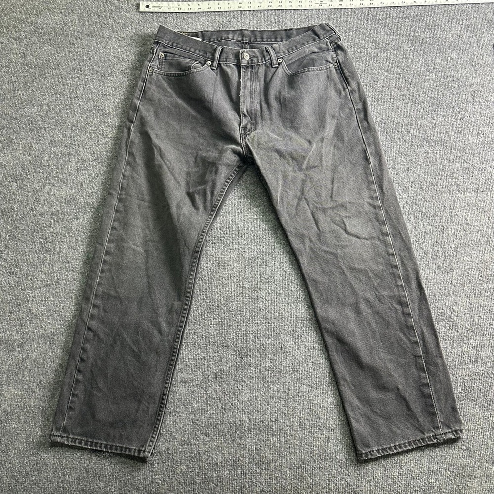 Levi's Jeans Mens Size 34x26 Black 505 Regular Fit Straight Leg Faded Denim - Picture 1 of 9